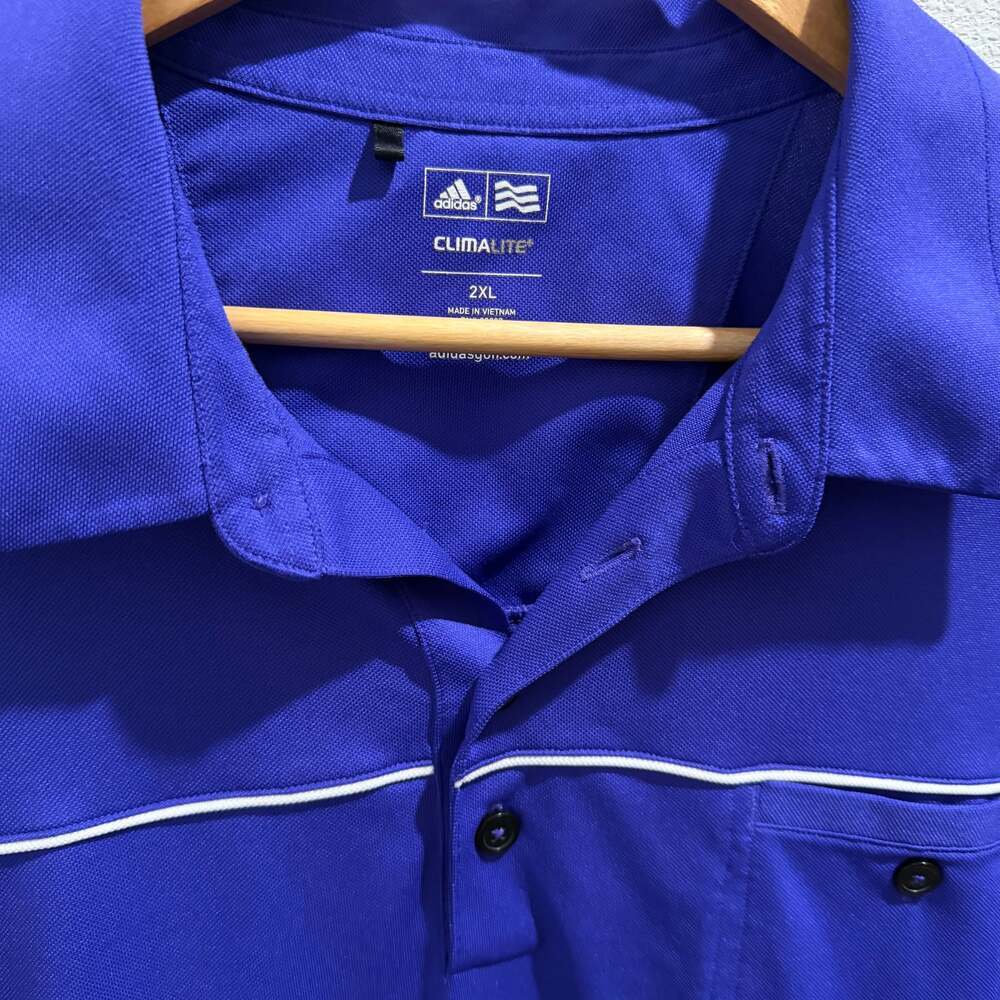 Adidas Mens Shirt 2XLarge Climalite Polo Golf Top Purple A10 - Picture 3 of 5